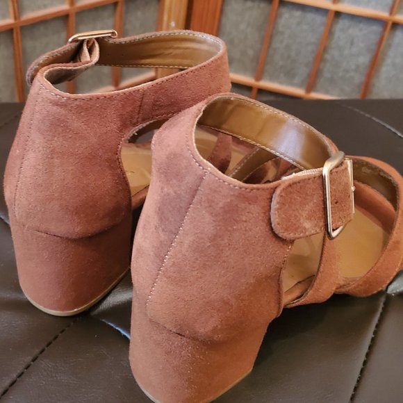 Brown Suede Strapped Sandals - Picture 2 of 2